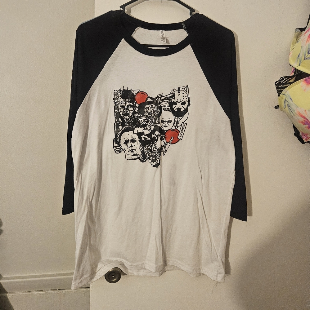 Bella Canvas Black and White Raglan Tee